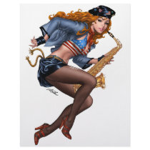 Sexy Red Head Saxophone Sax Player by Al Rio Letterhead