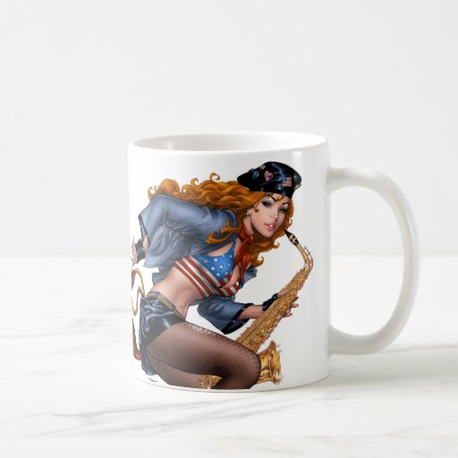Sexy Red Head Saxophone Sax Player by Al Rio Mugs