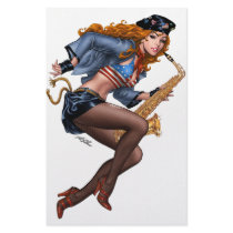 Sexy Red Head Saxophone Sax Player by Al Rio Custom Stationery