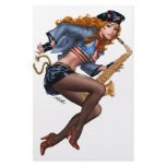 Sexy Red Head Saxophone Sax Player by Al Rio Custom Stationery
