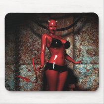Sexy Red Hot Devil Woman Mousepad