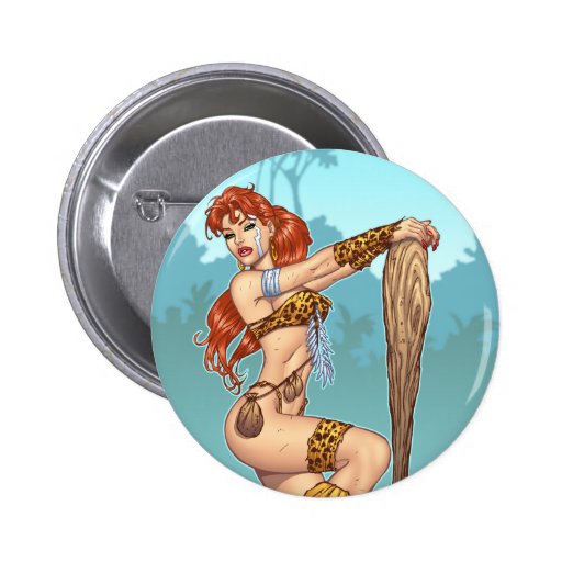Sexy Redhead Cavewoman Customizable Pinup - Al Rio
