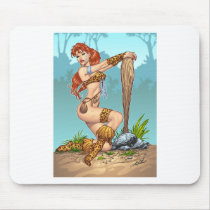 Sexy Redhead Cavewoman Customizable Pinup - Al Rio mousepads by AlRioArt Sexy Redhead Cavewoman Customizable Pinup - Al Rio mousepads