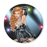 Sexy Redhead in Black Lingerie by Al Rio Refrigerator Magnet