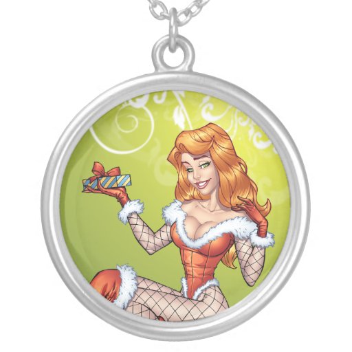 Sexy Redhead Ms Claus, Santa's wife by Al Rio Necklace