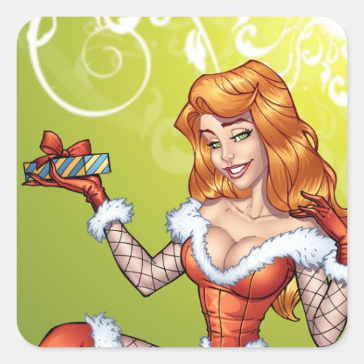 Sexy Redhead Ms Claus, Santa's wife by Al Rio Sticker
