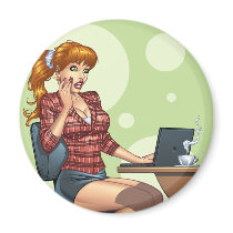Sexy Redhead on Internet Computer by Al Rio Refrigerator Magnet