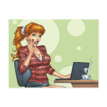 Sexy Redhead on Internet Computer by Al Rio Postcards