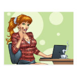 Sexy Redhead on Internet Computer by Al Rio Postcards