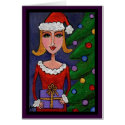 Sexy Santa Girl - Folk Art Christmas Card by folkartblonde Sexy Santa Girl - Folk Art Christmas Card