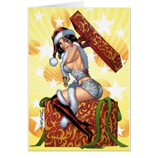 Sexy Santa's Christmas Present original by Al Rio card