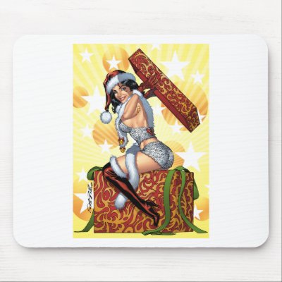 Sexy Santa's Christmas Present original by Al Rio mousepads