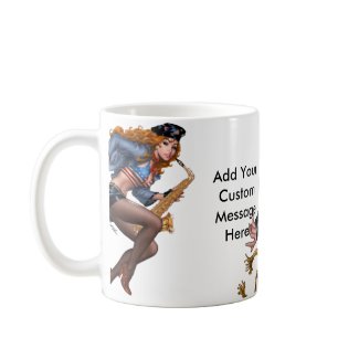 Sexy Saxophone Playing Red Head Mug by Al Rio mug