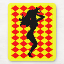 Sexy Silhouette on Red & Yellow Diamonds mousepads by JuJuGarden Sexy Silhouette on Red & Yellow Diamonds mousepads