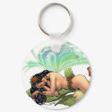 Sexy Sprite Elf Fairy on Flower by Al Rio keychain