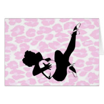 Sexy Valentine Silhouette on Pink Leopard cards