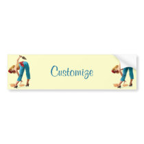 Sexy Vintage Construction Pinup Bumper Stickers