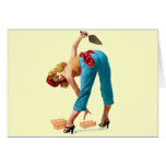 Sexy Vintage Construction Pinup Greeting Card