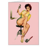 Sexy Vintage Plumber Pin Up Woman Greeting Cards