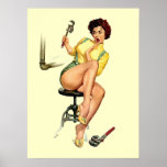 Sexy Vintage Plumber Pin Up Woman Poster Print