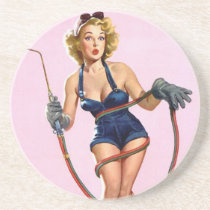 Sexy Vintage Welding Pin Up Coaster