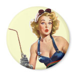 Sexy Vintage Welding Pin Up Woman Refrigerator Magnet