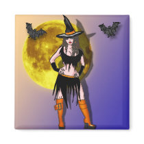 sexy witch full moon magnets