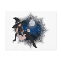 Sexy Witch into the Dark Night Design Postcard