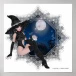 Sexy Witch into the Dark Night Poster Print