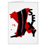 Sexy With Sexy Lace Up Boot, Big X Background Greeting Card