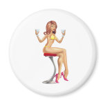 Sexy woman in bikini with cocktails illustration magnets