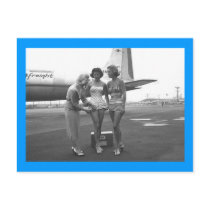 Sexy Women Posing in Front of Airplane Postcard