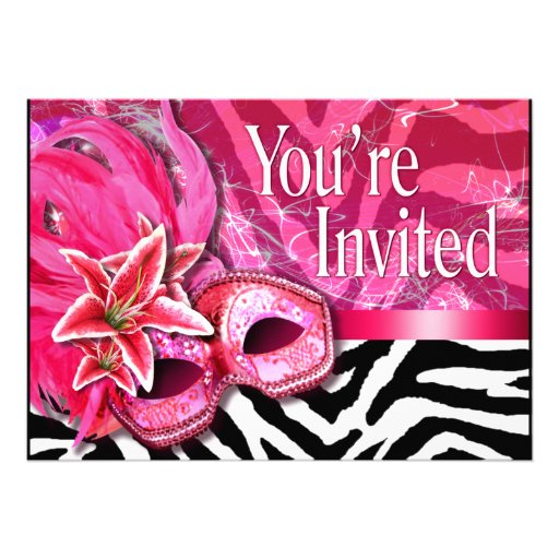 Sexy Zebra Masquerade Party Invitation