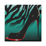 "Sexy Zebra Stiletto" turquoise by Cheryl Daniels magnets