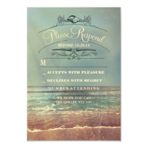 Shabby beach wedding RSVP card 3.5