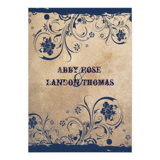 Shabby Blue Lace and Parchment Wedding Invitations