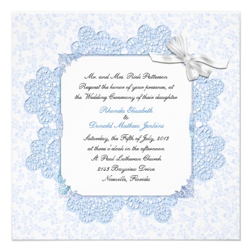 Shabby Blue Victorian Style Wedding Invitation