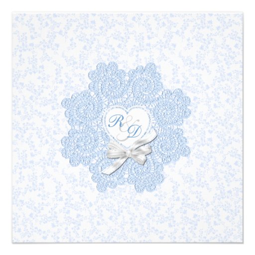 Shabby Blue Victorian Style Wedding Invitation