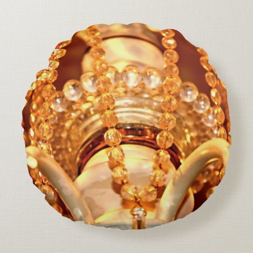 Shabby Chandelier Bling 4-Gold-ROUND THROW PILLOW Zazzle