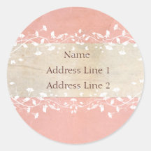 Shabby Chic Address Labels Round Sticker