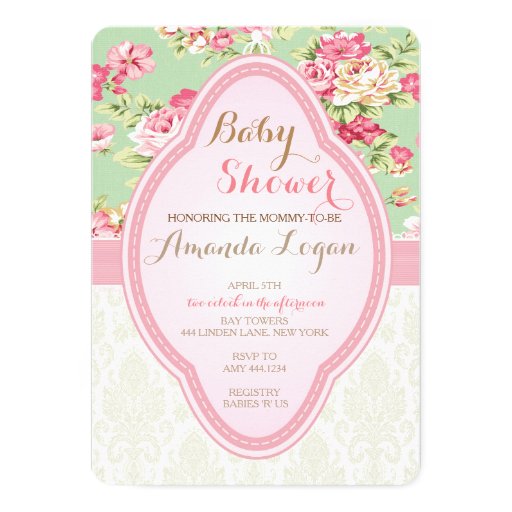 shabby chic baby shower tea party invitations zazzle shabby chic baby shower tea party invitations zazzle