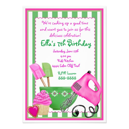 Shabby Chic Baking Birthday Invitations