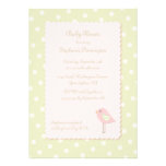 Shabby chic bird polka dots baby shower invitation