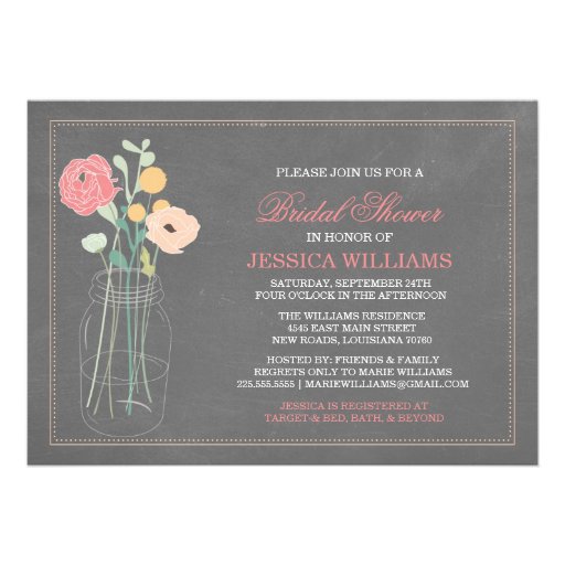 Shabby Chic Bridal Shower | Coral Personalized Invites