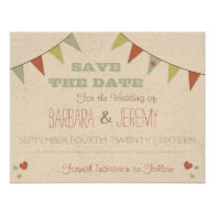 Shabby Chic Bunting Save the Date Personalized Invitations