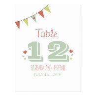 Shabby Chic Bunting Table Number Postcard