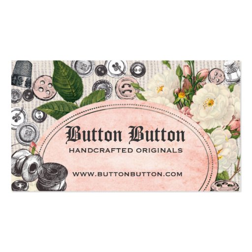 Shabby chic buttons bobbins sewing business cards
