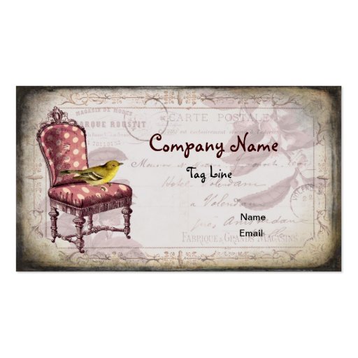 Shabby Chic Chair Business Card (front side)