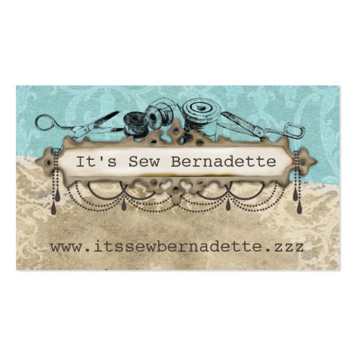 Shabby chic chandelier sewing scissors biz cards business card template (front side)