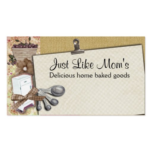 Shabby chic cherry icebox cooking baking biz cards business cards (front side)